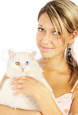 Portrait of the girl with a cat