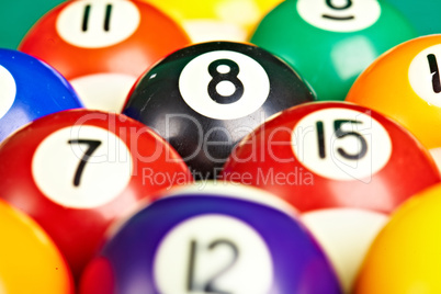 Photo billiard balls close up