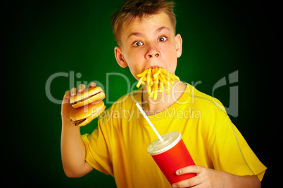 child and fast food.