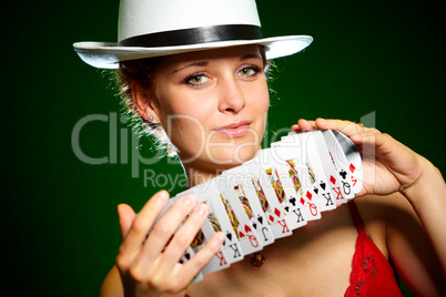 girl and playing cards