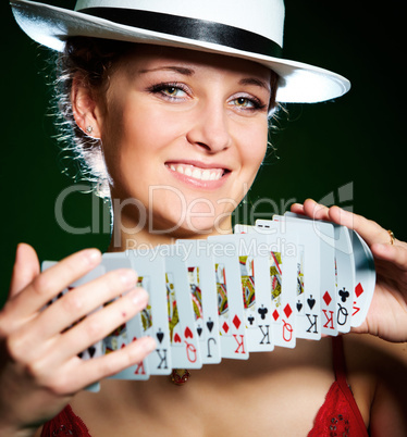 girl and playing cards