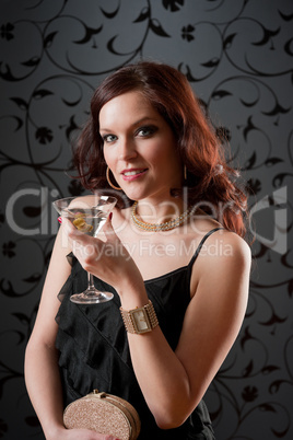 Cocktail party woman evening dress enjoy drink