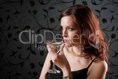 Cocktail party woman evening dress enjoy drink