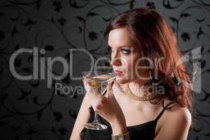 Cocktail party woman evening dress enjoy drink