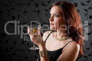 Cocktail party woman evening dress enjoy drink