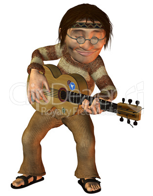 tanzender Hippie spielt Gitarre