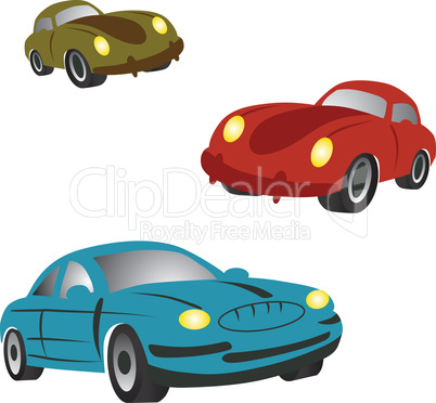 Set of icons with cartoon cars