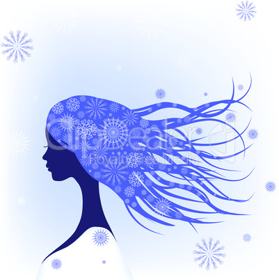 Abstract woman with snowflakes