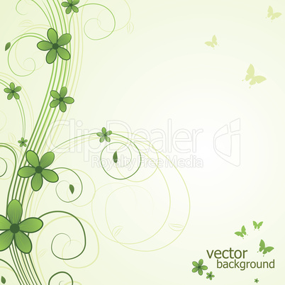 Abstract floral background with butterfly