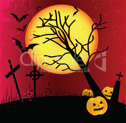 Two grunge Halloween frame with bat, pumpkins