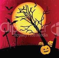 Two grunge Halloween frame with bat, pumpkins