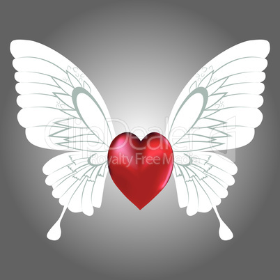 Valentine background of winged heart, illustration