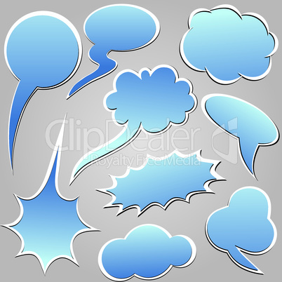 Blue speech and thought bubble / Dialog cloud.