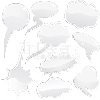 Set of speech and thought bubbles