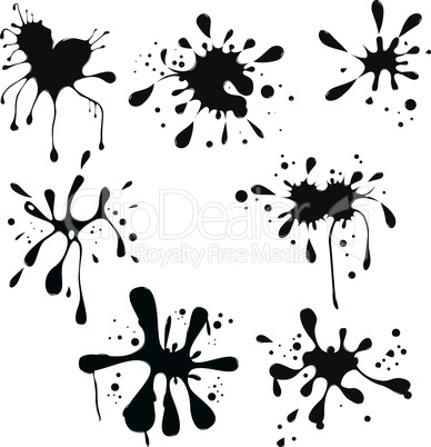 Vector illustration of black ink blot. Glossy splash, droplet.