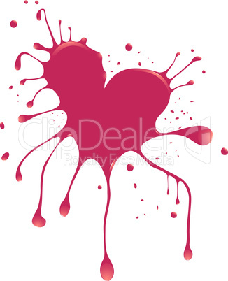 Grunge abstract heart with blood.