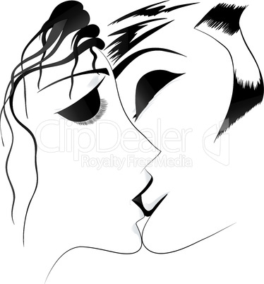 Vector hand drawn loved couple.