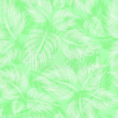 Seamless spring pattern with green light leaf leaves on green background.