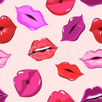 Seamless pattern, print of lips