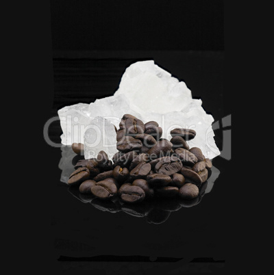 crystal sugar and coffee beans