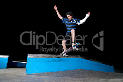 Skateboarder on a slide