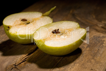 fresh pear cutted  in half