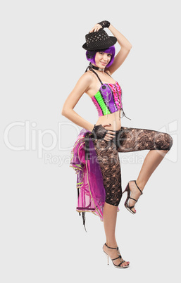 young beauty woman in disco costume