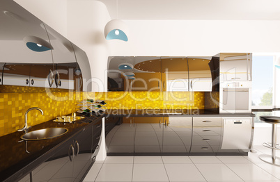 Interior of modern kitchen 3d render