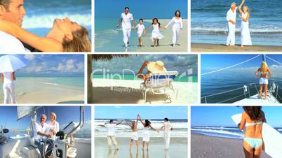 Montage of People Enjoying the Beach & Ocean Lifestyle