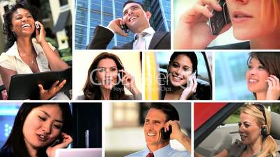 Montage of Business People Working With Cell Phones