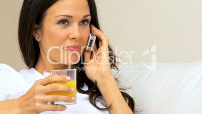 Close-up of Caucasian Girl Using Cell Phone