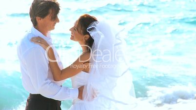 Loving Beach Wedding Couple