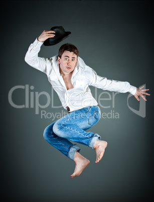man with a hat in a jump
