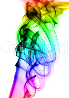 Abstract colorful smoke patterns on white