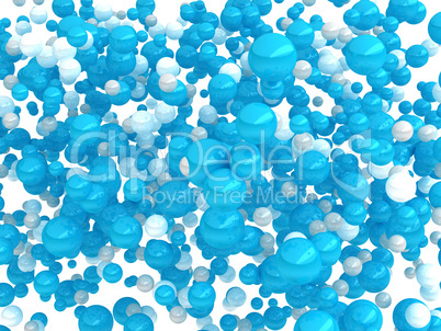 Blue and white orbs isolated on white