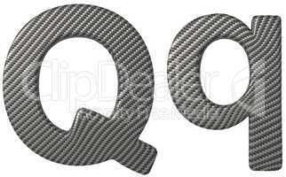 Carbon fiber font Q lowercase and capital letters