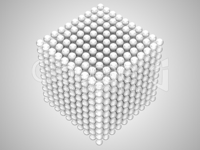 Transparent spheres or beads cube shape