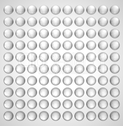 Transparent spheres or beads over grey