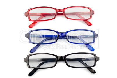 Black red and blue glasses