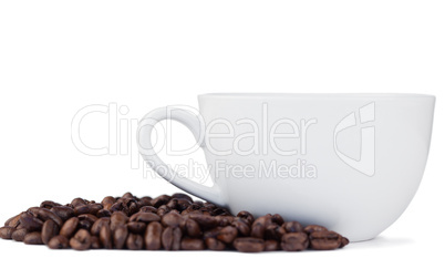 Coffee beans and cup of coffee