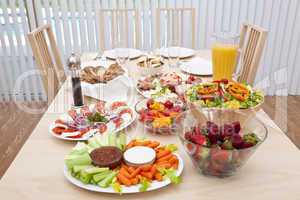 Dining Table Laid For a Healthy Salad Lunch