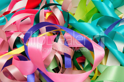 Multi-colored satin ribbons