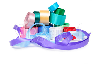 Multi-colored satin ribbons