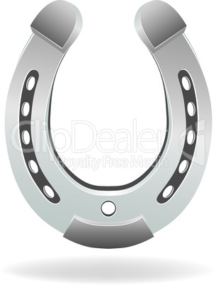 Metallic / silver horseshoe as fortune symbol.