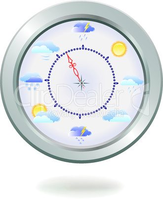 Vector illustration of a clock with weather icons