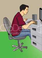 Programmer sitting in front of his computer