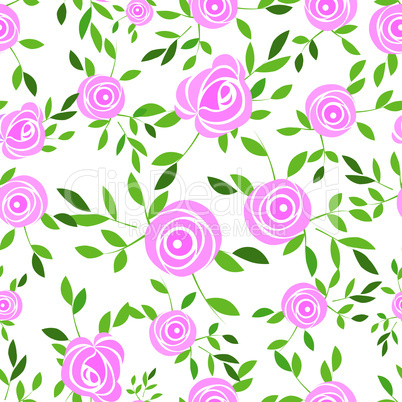 Seamless  flower background with rose and leaves