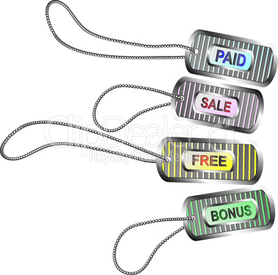 Set of metal tags for best sales