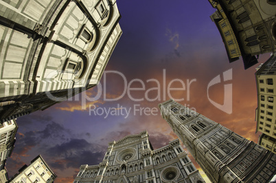 Fisheye view of Piazza del Duomo in Florence