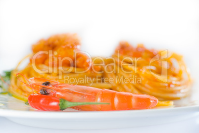 pasta and spicy shrimps